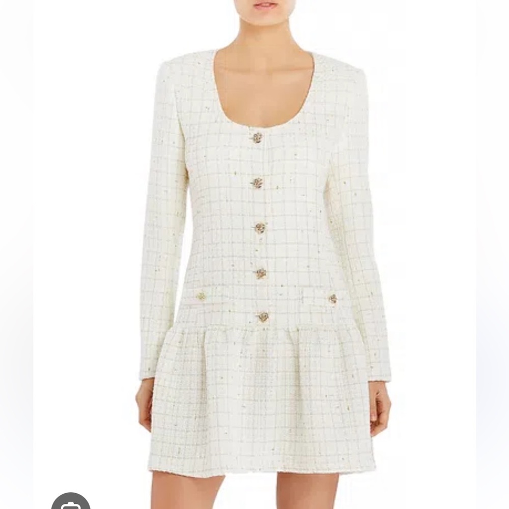 Amanda Uprichard Cream Tweed Mini Dress